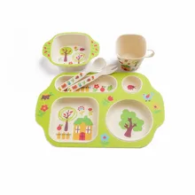 5 шт./компл. Экологичные бамбуковые волокна тарелки для малышей 4 слота детская посуда столовая посуда креативный подарок для малышей