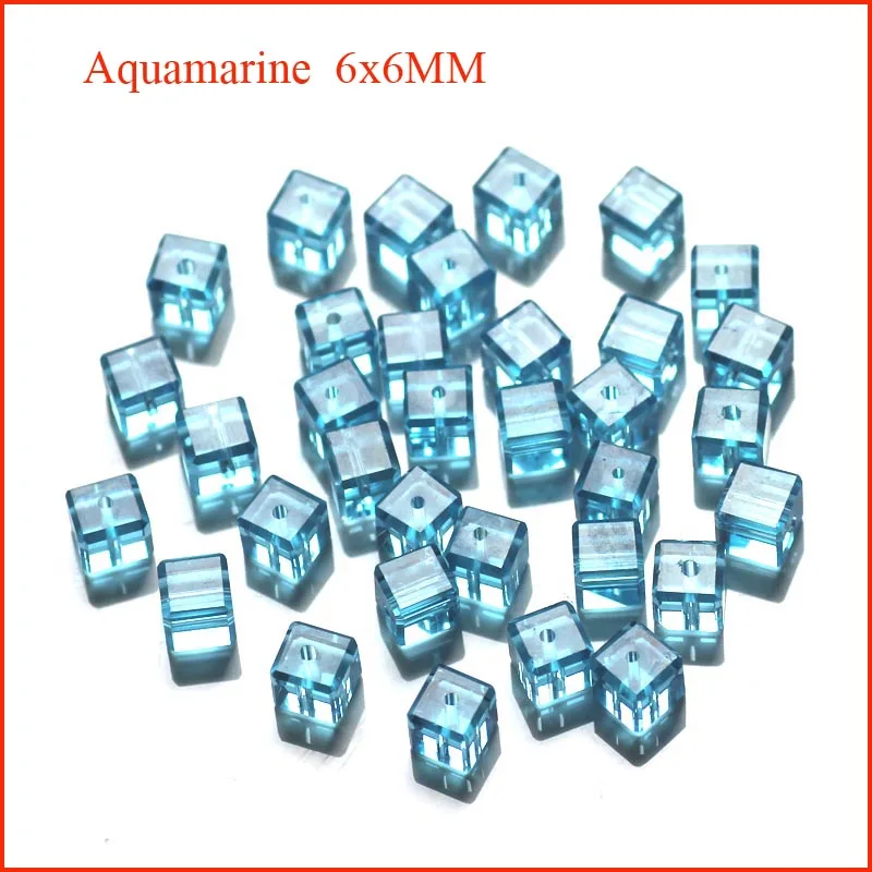 100 шт кубические Хрустальные стеклянные бусины 6 мм AP6 Заводская распродажа разноцветные кубические бусины - Цвет: aquamarine