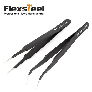 

2PCS ESD-14 ESD-15 Anti-static Curved Straight Tip Forceps Precision Soldering Tweezers Set Electronic ESD Tweezers Tool
