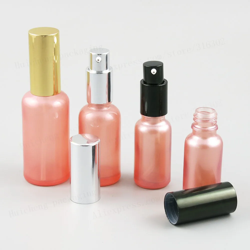 

10ml 30ml 50ml 100ml Paint Pink Cream Shampoo Bottle With Aluminium Pump Cosmetic Containers 12PCS