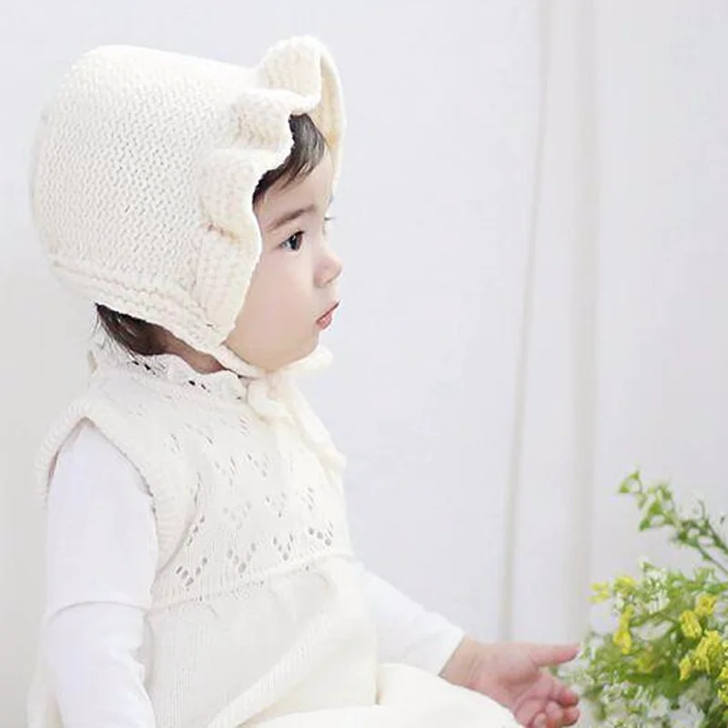 New Chic Neonata Cappello di Inverno Lavorato A Maglia Crochet Volant  Bambino Bambini Cappelli Caldi Paraorecchie Ragazze Fiore Cappello Rosso,  bianco, grigio|baby girl winter hat|kids warm hattoddler kids - AliExpress
