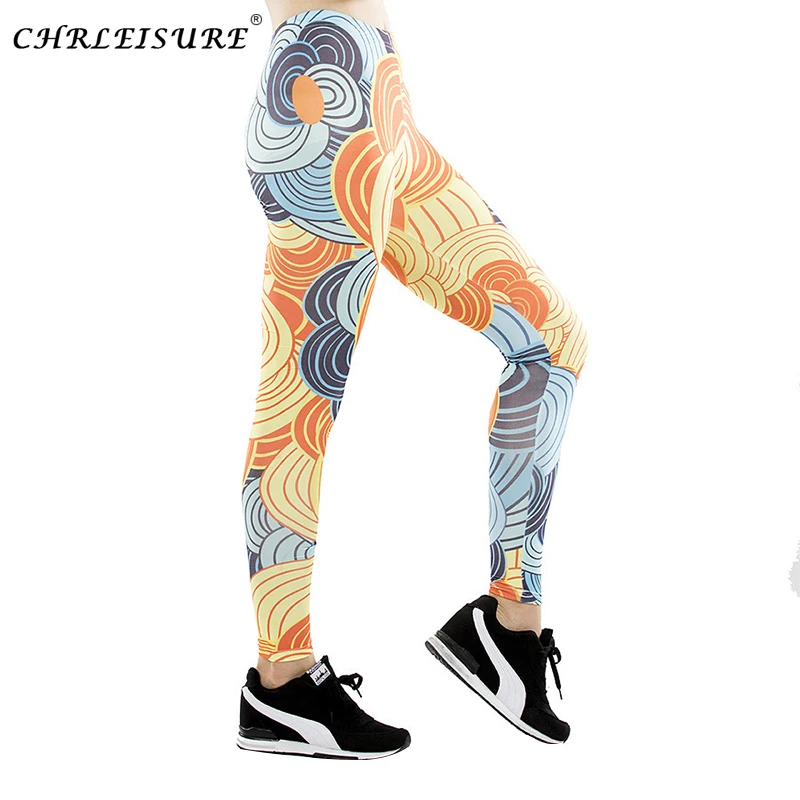 CHRLEISURE цифровые печатные леггинсы Для женщин тренировки Штаны с высокой посадкой Фитнес Костюмы женский Короткие шорты Activewear Леггинсы Push Up