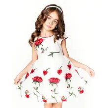 Детское платье принцессы с вышивкой розы для девочек г. Детское летнее платье для девочек, От 4 до 12 лет Детское праздничное платье, одежда