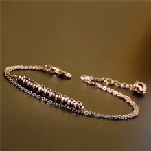 QCOOLJLY два слоя простой стильный металлический кольца для волос браслеты цепочки на ногу розового золотистого цвета Горячая Мода Ювелирные изделия/ювелирные изделия для женщин