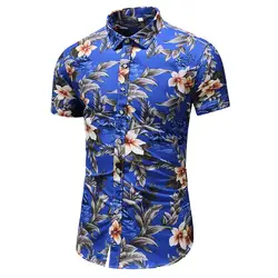 M-6XL 7XL повседневные мужские рубашки slim fit Мужская гавайская рубашка летняя рубашка новый стиль печати с коротким рукавом мужские рубашки