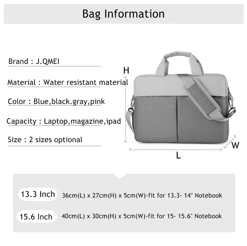 JQMEI 13,3 дюймов 14 дюймов 15," легкий противоударный ноутбук Laotop сумка на плечо Водонепроницаемая большая емкость сумка для компьютера