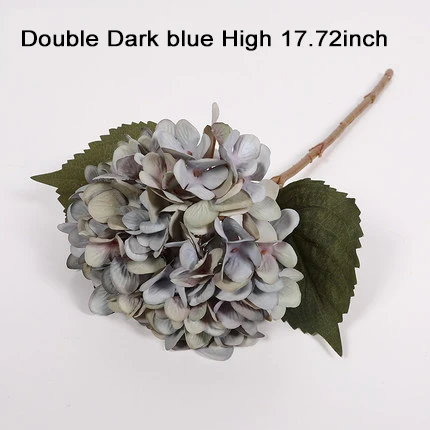 Xuanxiaotong 45 cm 1 pc Long Stem Silk Hydrangea Artificial Flowers Branch Purple White Pink Green Blue Hydrangea Faux Flowers - Цвет: double dark blue