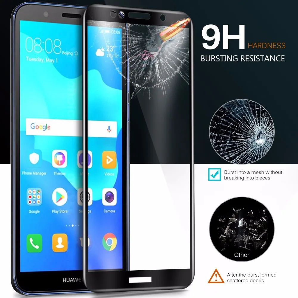 

2PCS Tempered Glass For Huawei Y5 Lite 2018 Screen Protector Y5 2018 Full Cover for Huawei Y5 Lite DRA-LX5 3D Curved Edge Film