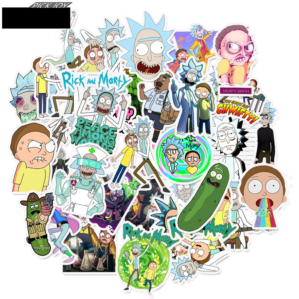 35pcs/lot Cartoon Rick And Morty Stickers Skateboard Suitcase Guitar Luggage Laptop Stickers Kid Classic Waterproof Toy Sticker