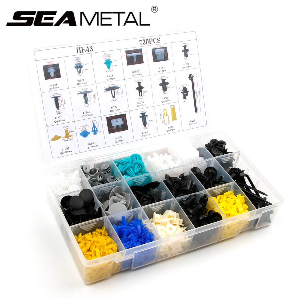 

Clip Car Fastener Auto 730Pcs Fastener Rivet Door Panel Universal Fender Bumper Liner Trim Mixed Clips Car-styling Accessories