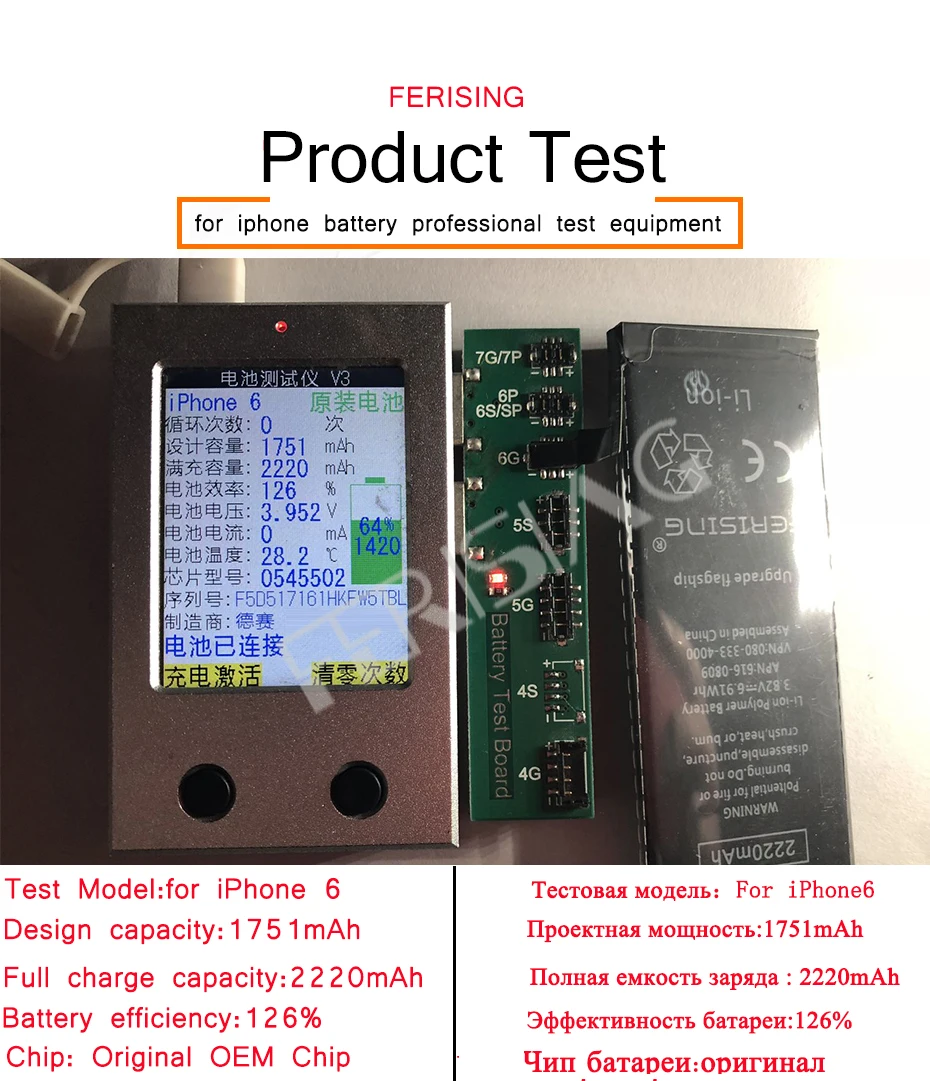 Зарядное устройство FERISING телефон Батарея для Apple iPhone 6, 7, 8, 5S 5C 6 S емкость ячейки акумуляторная Батарея 0 запчасть для велосипеда батареи для iPhone6