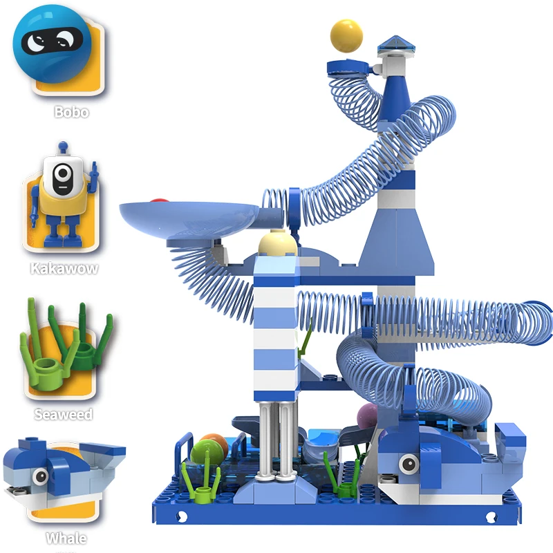 

Large Particle Jungle Track Building Blocks Rolling Funland Series Spring Track Blocks Ball Children DIY Rainbow Run Race Toys