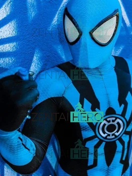 

Free Shipping 3D Printed Blue Lantern Spiderman Cosplay Costume Hybrid Spidey Superhero Costumes Spandex Bodysuit For Halloween