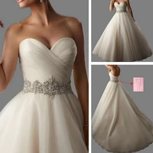 9005 fashion Beads Crystal White Ivory Wedding Dresses for brides plus size maxi formal sweetheart