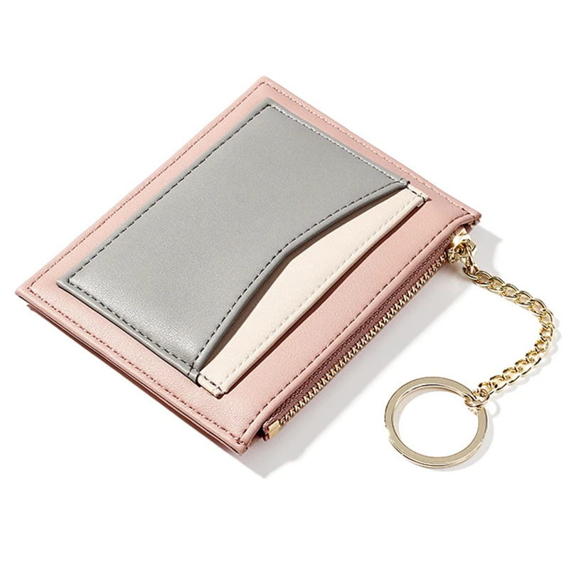 

Korean version of the mosaic ladies wallet Multi-card zipper card package keychain small wallet Coin purse female