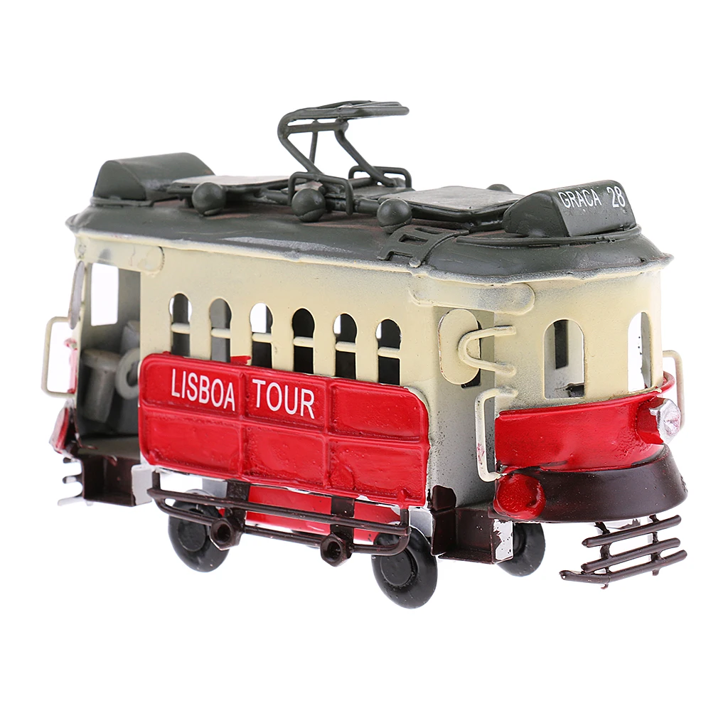 Vintage Scale Tram Model Diecast Vehicle Toy Streetcar Decoration Kids Gift