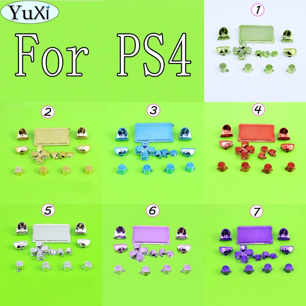 

YuXi Replacement Full Chrome Buttons Custom Mod Kit Set For Sony for PS4 Controller Game Controller Accessories