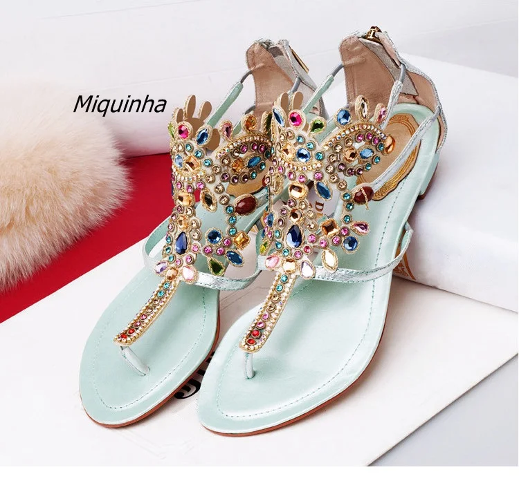 

2017 Casual Crystal Stick Flip-flop Shoes Women Beach Wear Flat Sandals Clip-toe Rhinestone Gladiator Sandals Fashion Lady Shoes