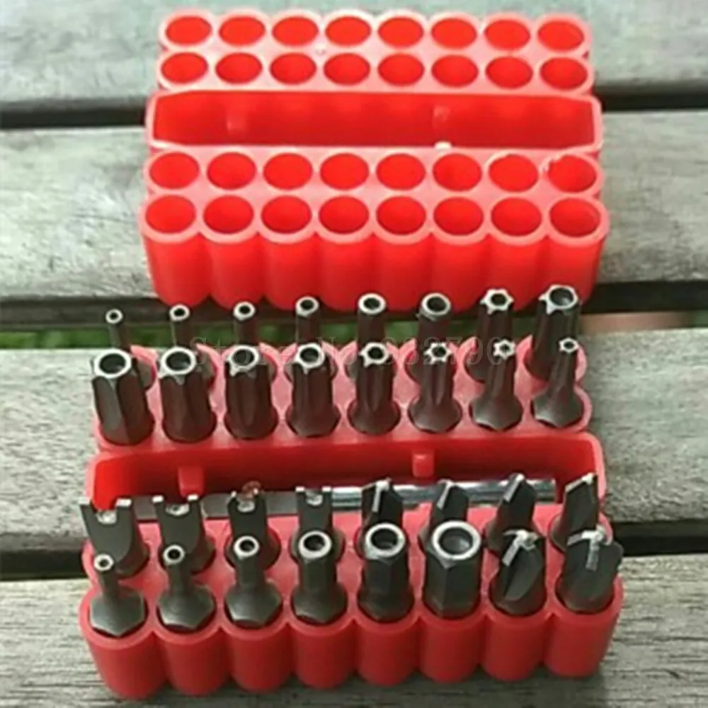 33pc Security Bit Set Screwdriver Tool Holder Torx Star Hex