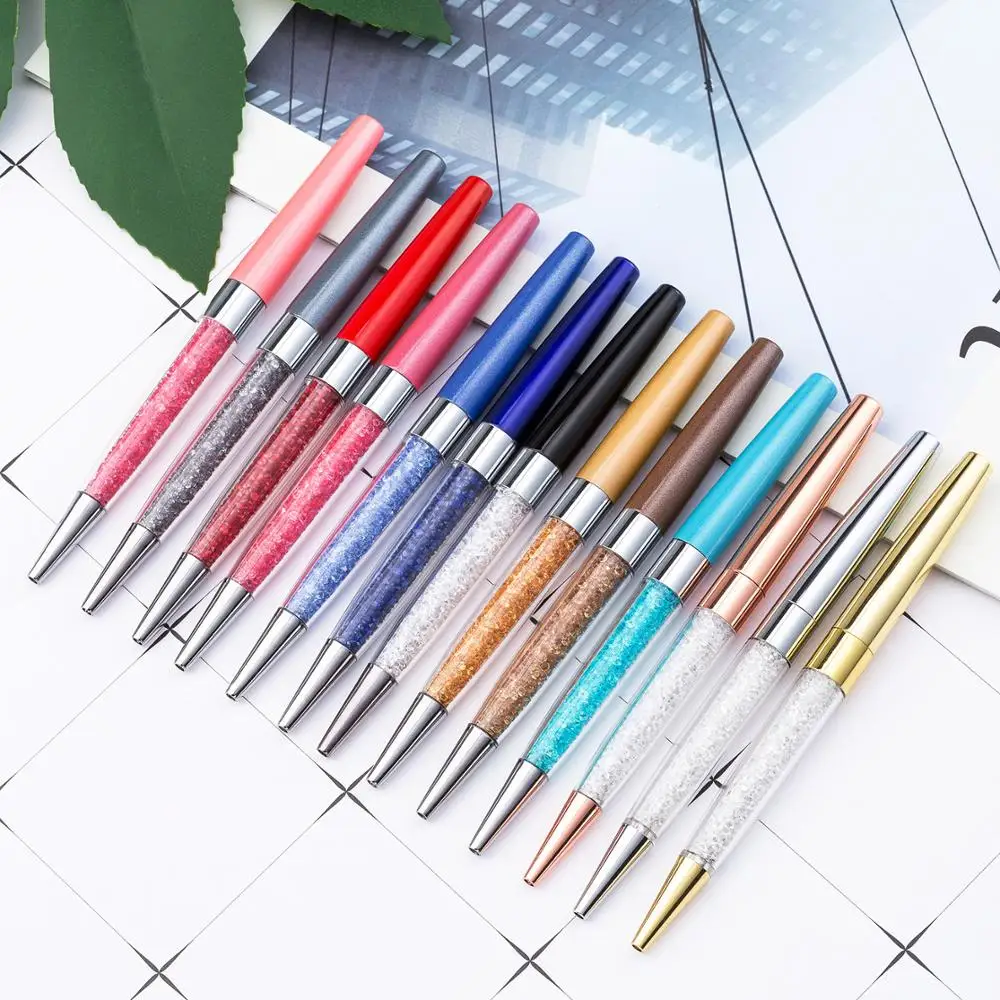 buy Luxury Crystal Metal Ballpoint Pen Novelty Customized Logo Creative Stationery Cute Thing School Office Material Bts Roller Ball