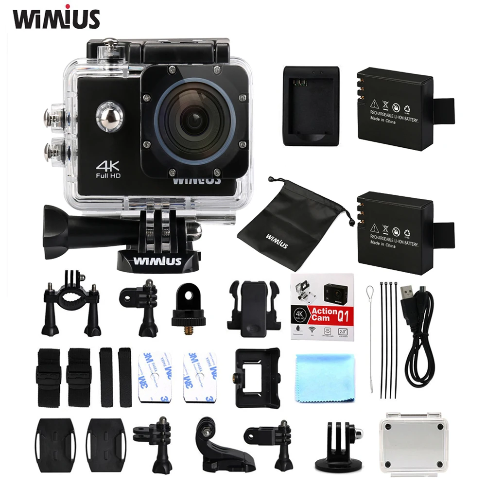Wimius Action Camera 4K Wifi Sports Helmet Cam Go Waterproof 40M Pro