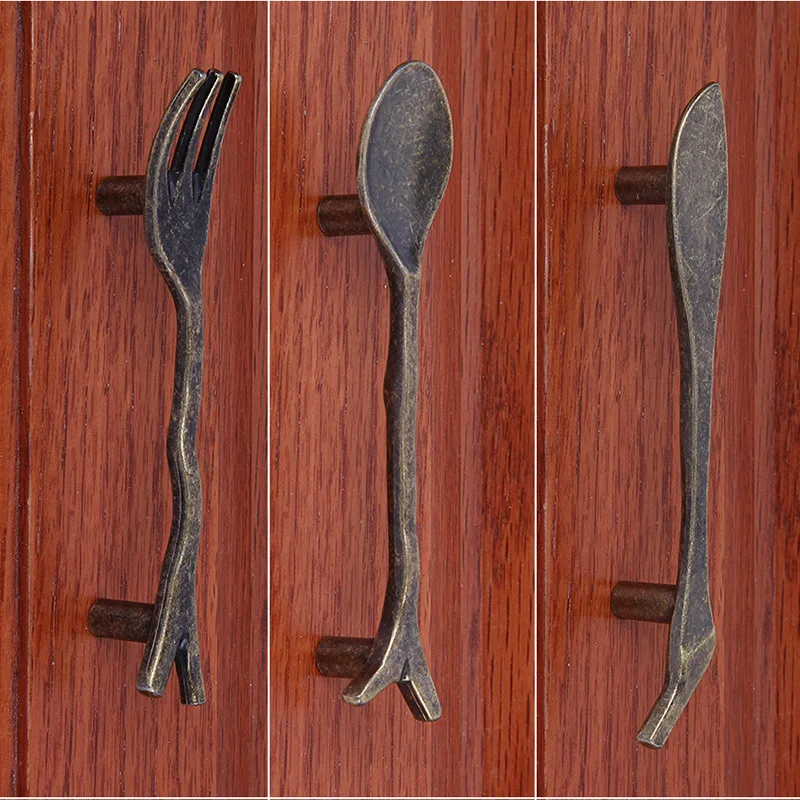 Bronze Spoon Knife Fork Kitchen Cabinet handles and knobs ...