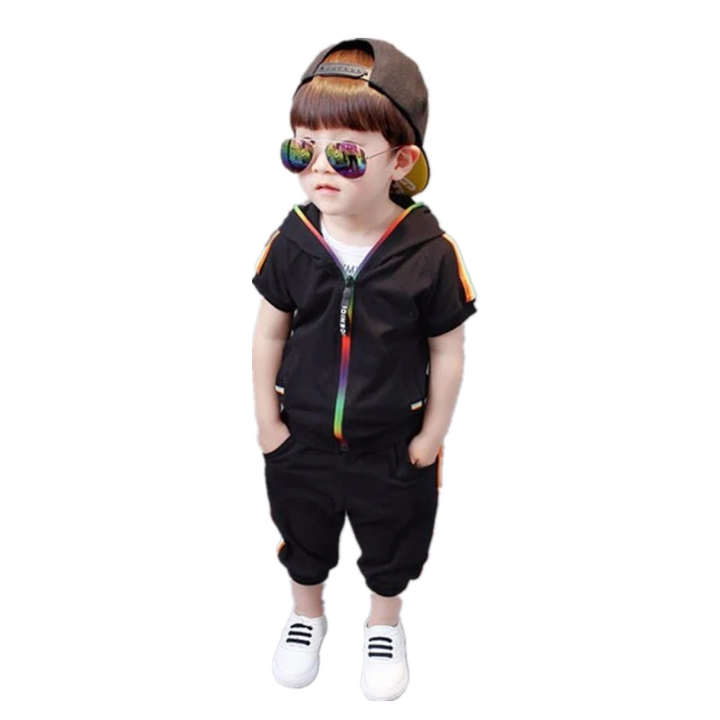 

Fashion Children Boys Girls Sport Clothes 2019 Summer Baby Pure Cotton Hoodies Pants 2 Pcs/Sets Kids Clothing Suits Tracksuits