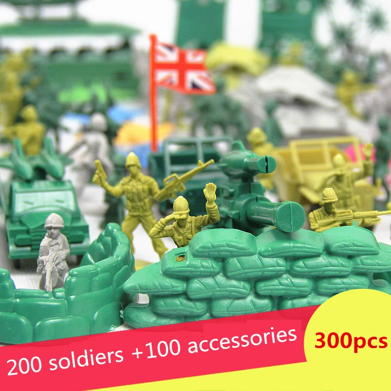 

2017 hot sale 300 pcs/set 5cm lifelike mini military equipment plastic soldier model toys for boy best birthday gift to boys