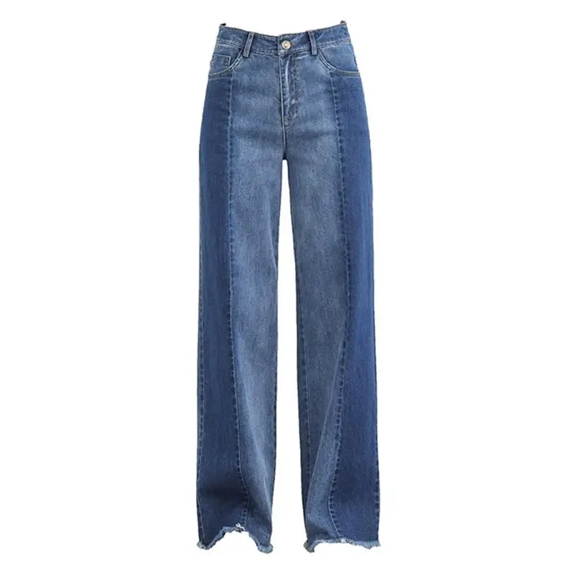 Crudo Ancha Amplia De Gratis Y Empalme Las Pierna Color Blue Primavera Recta Vaqueros Pantalones Mujeres Nueva Envío 2019 Moda Otoño zUdE6xzqw