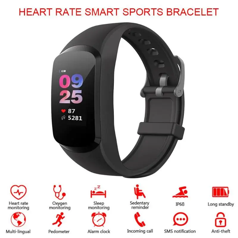 

VODOOL Smart Watch Sport Fitness Activity Tracker Heart Rate Blood Pressure Monitor Wristband IP68 Waterproof For Android IOS