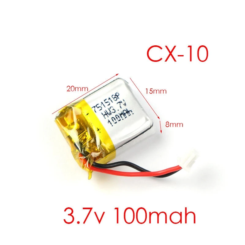 2 шт 3,7 V 100mAh Li-po Батарея для Cheerson CX-10 CX-10A FQ777-124 Hubsan Q4 Wltoys V272 мини-Квадрокоптер с дистанционным управлением Drone Sapre запчасти