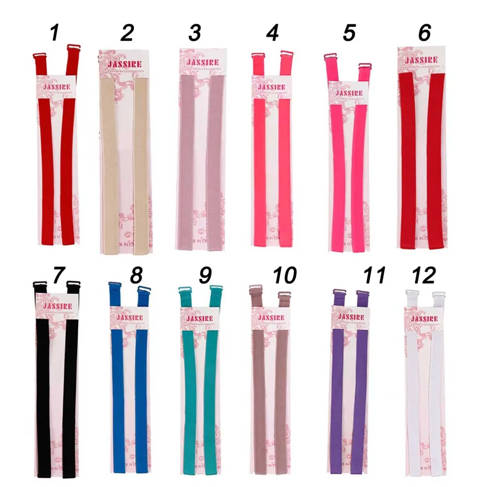

1 Pair 1.5CM Candy Color Double-Shoulder Adjustable Shoulder Strap Pectoral Girdle Elastic Bra Straps IK88