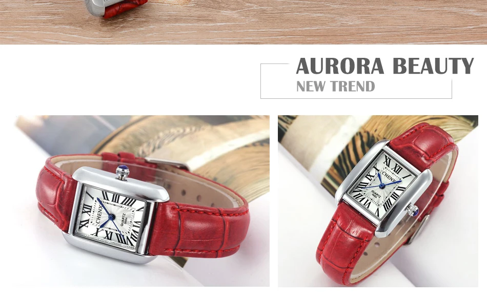 CHENXI Брендовые женские красные кожаные роскошные кварцевые модные женские часы простые наручные часы женские креативный подарок montre femme