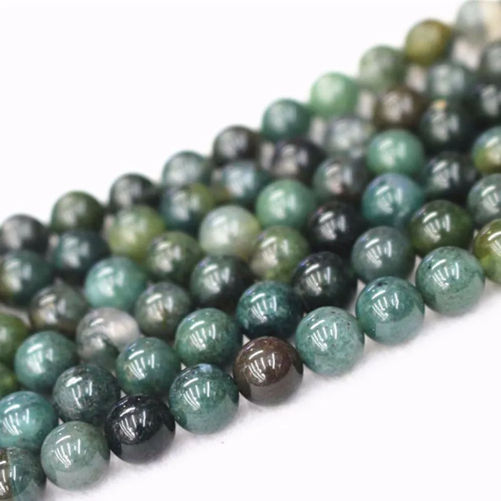 

Natural Moss Agates Beads,4mm 6mm 8mm 10mm 12mm 14mm 16mm Agates Beads Smooth And Round Beads.DIY Jewelry Making Beads