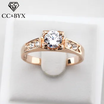 

CC Jewelry Rings For Women Fashion Jewelry Rose Gold Color Ring Romantic Engagement Bridal Wedding Accessories Bijoux CC1020