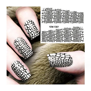 WUF 1 лист переводные наклейки для ногтей переводные наклейки фольга клей ногти Советы Черный Леопард Дизайн ногтей украшения инструменты для макияжа - Цвет: YZW7307
