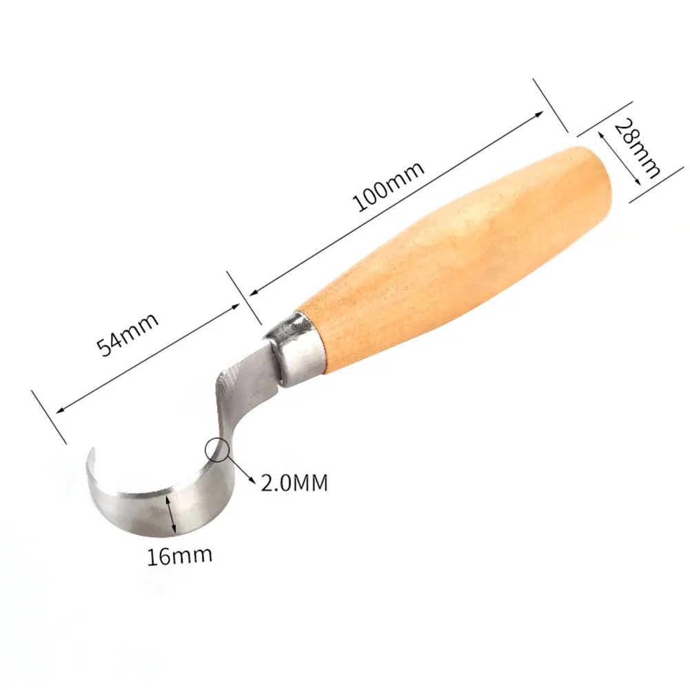 DIY крюк, нож, инструменты для резьбы, эргономичная деревообрабатывающая ложка, прочная изогнутая, для начинающих, скульптурная, нержавеющая сталь, профессиональная