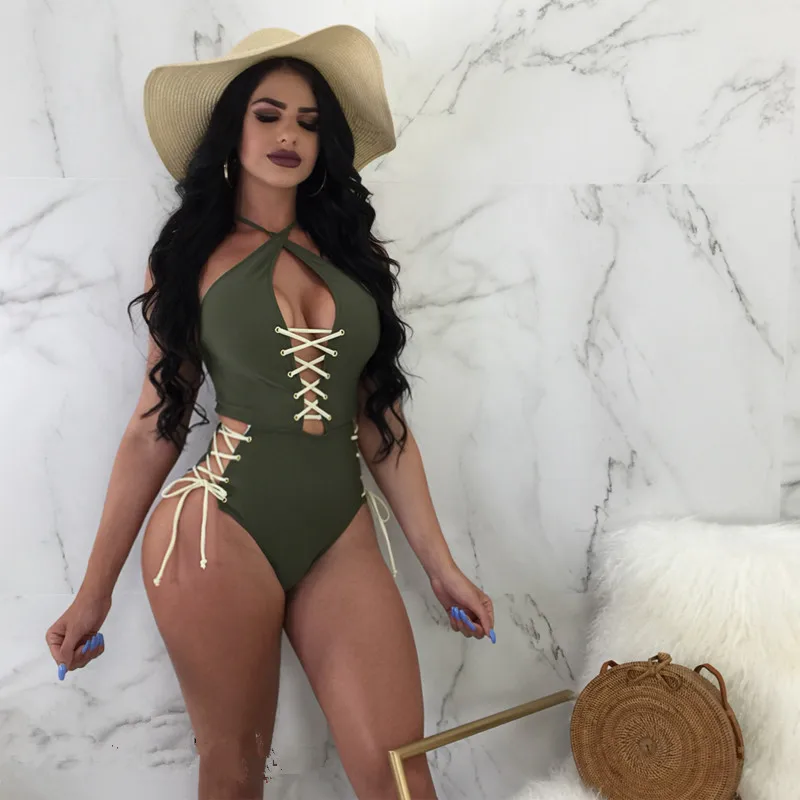 

Sexy Women Bandage One Piece Bikini Summer Female Push up Monokini Swimwear Swimsuit Bathing Biquini Swimming Suit