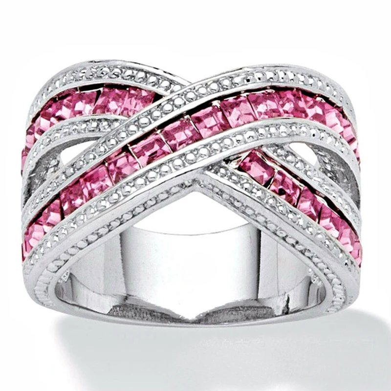 

New Luxury Jewelry Color Crystal Engagement Rings for Women Glamour 925 Sterling Silver Color Wedding Ring Bague Anillos Mujer
