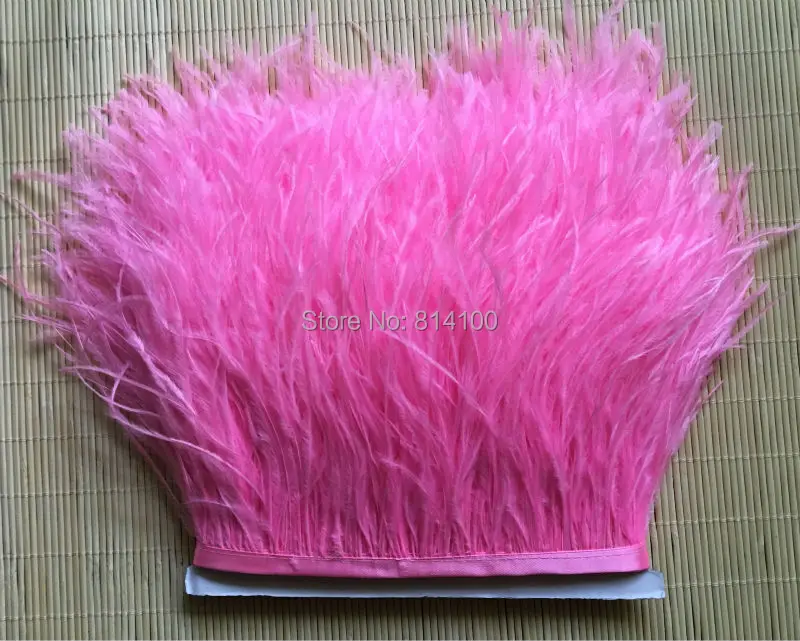 

10yards/lots 10# deep pink Ostrich Feather Plumes Fringe trim 10-15cm Feather Boa Stripe for Party Clothing Accessories Craft