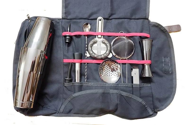 Bar tool bag Bar Tool Bag Mixology Bag Empty Bartenders Roll Up Kit