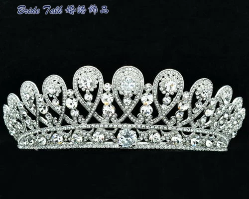 

Hot Hi-Q Luxury Bridal Hair Accessory Clear Austrian Crystals Flower Tiara Crown For Wedding Gem Zircon SHA8627