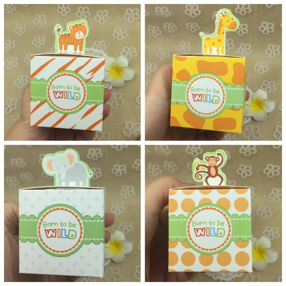 

10 pcs Rainforest Animal Candy Boxes Birthday party decorations boy girl kids baby shower souvenirs Gifts Box Monkey baby