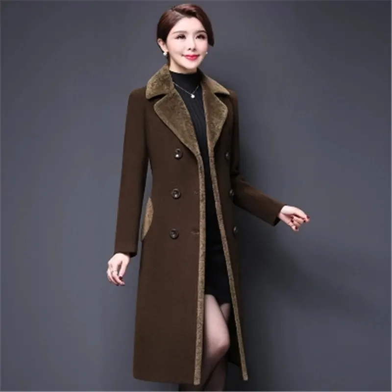 Высококачественное осенне-зимнее шерстяное пальто новые женские куртки средней длины двубортное модное тонкое кашемировое пальто Z254 - Цвет: coffe