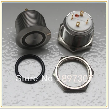 

20 Pieces 19mm 24V 12V Short Body LED Momentary 1no ring illuminated push button switch