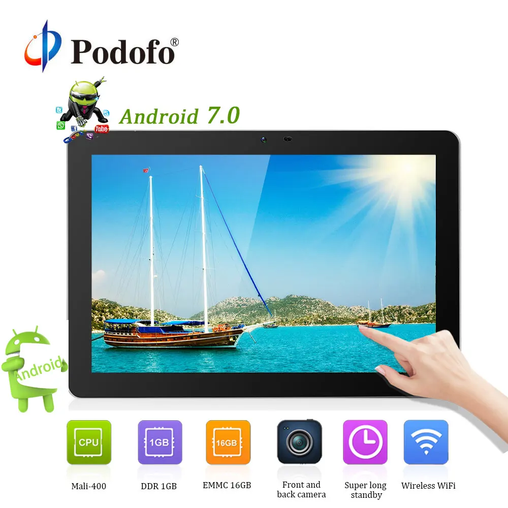 

Podofo Android 7.0 Car Headrest monitor 10.1'' IPS Touch Screen 4G WIFI USB/SD/HDMI/IR/FM Front Rear Camera Games APP Monitor