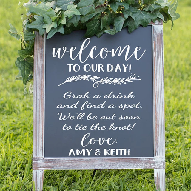 Welcome To Our Day Wedding Reception Sign Vinyl Decal Welcome To Our Day Wedding Reception Sign Vinyl Decal Custom Name Board Sticker