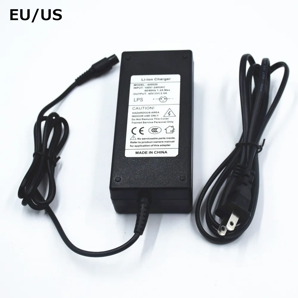 EU/US 42V 2A зарядное устройство Ховерборд скейтборд 36V литий ионный аккумулятор