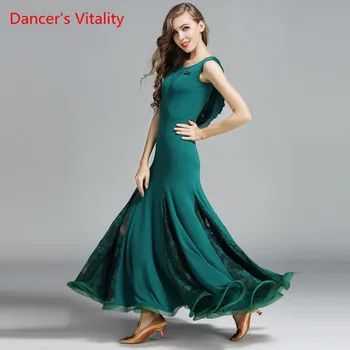 

Dancer's Vitality 2017 Ballroom Dance Dress Short Sleeves Back V-neck Open Halter For Salsa Samba Tango Ballroom Costume Dresses
