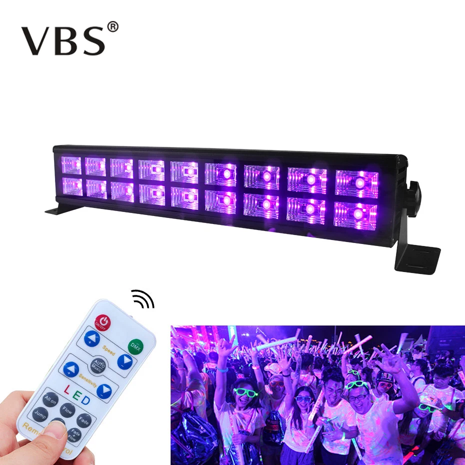 

Remote Black Light 27W/54W 9LED 18LED UV Bar Glow Dark Party DMX Stage Lighting Effect DJ Disco Birthday Holiday Blacklight